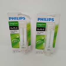 LOT x2 PHILIPS EnergySaver Replacement CFL 13w PL-C Cool White 4100K 13W/841/2P