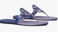 Tory Burch Miller Sandals Dark Lotus Bermuda Purple Thong 7 NIB