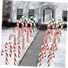 24 Pieces Christmas Candy Cane Outdoor Lawn Yard Sign Candy Yard Stakes