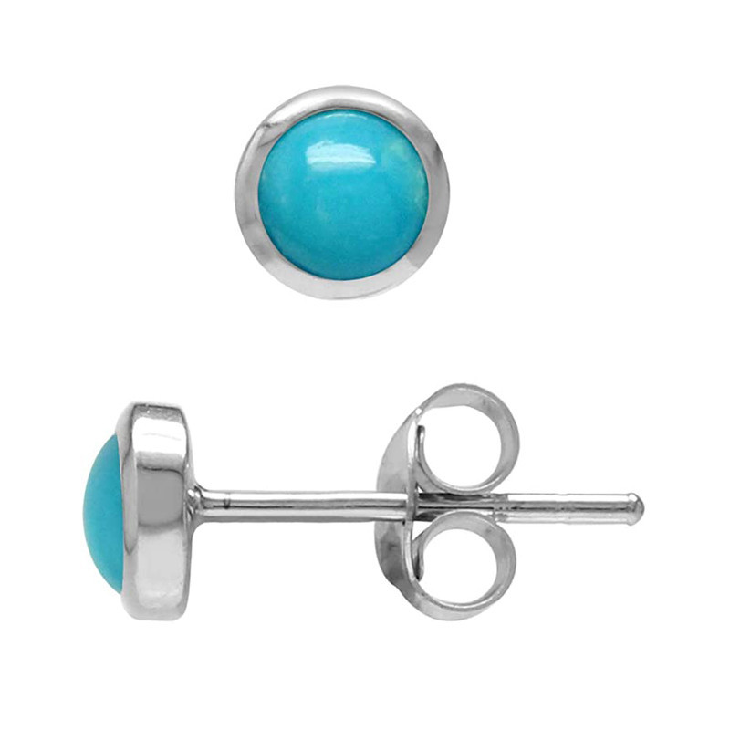 4MM Petite Round Arizona Turquoise 925 Sterling Silver Stud Earrings Jewelry