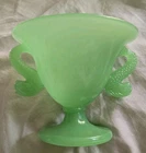 Vintage Fenton? Jadite Compote With Fish Handles