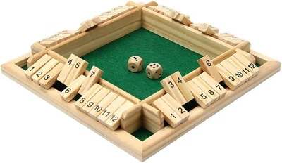 Kitchnexus Deluxe 4-Spieler Shut The Box Holz Tisch Spiel Klassisch Würfelspiel