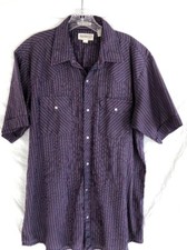 Vintage Sheplers S/S Shirt L Men's Real Cowboy Western Pearl Snap Blue/Burgundy