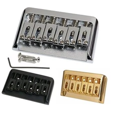 6 String Hardtail Fixed Guitar Bridge .125" Floor Height+Saddles BK/SS/GD