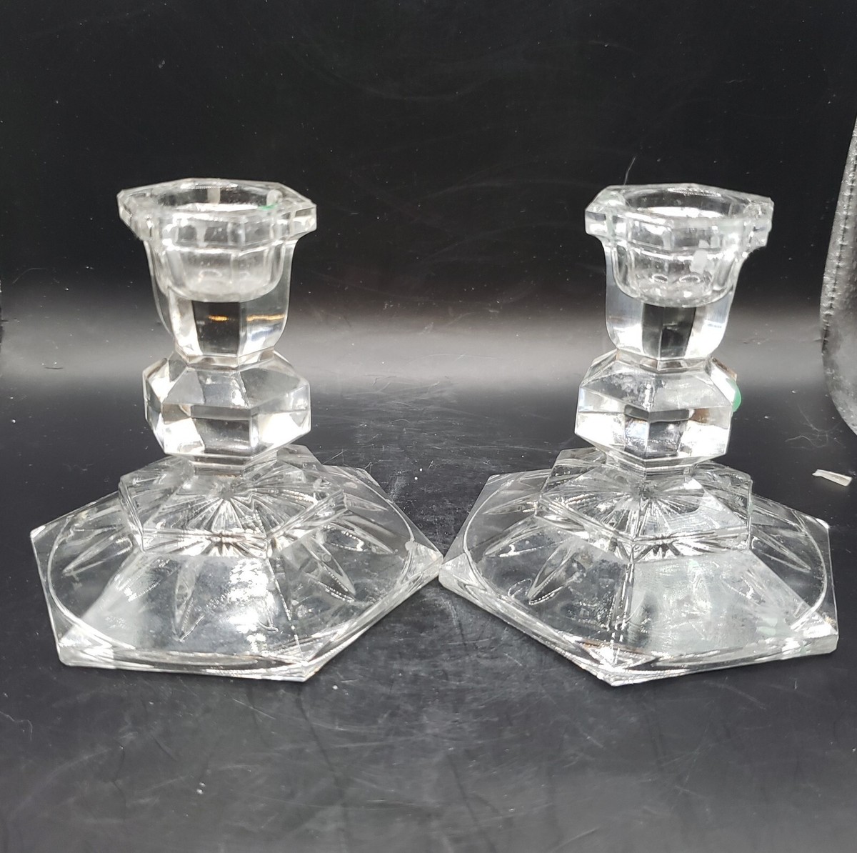 Vintage Set of 2 Towle Over 24% Lead Crystal Glass Candle