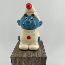Vintage Smurf Windup Musical Walking Toy ILLCO Peyo White Blue The smurfs 1982