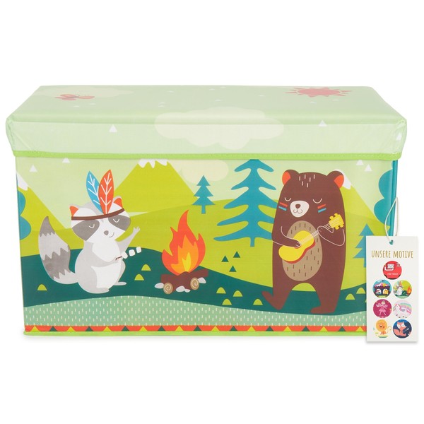 Aufbewahrungsbox Mit Deckel Kinder Spielzeugkiste 60L Faltbar Sitzhocker Kisten-image