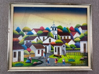 Jose Luis Vargas Painting 1988 Spanish Village Hispanic Artist Town VTG