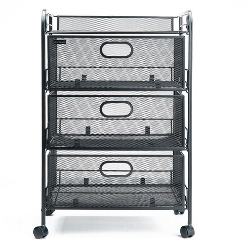 4-Drawer Rolling Mesh Office Storage Cart