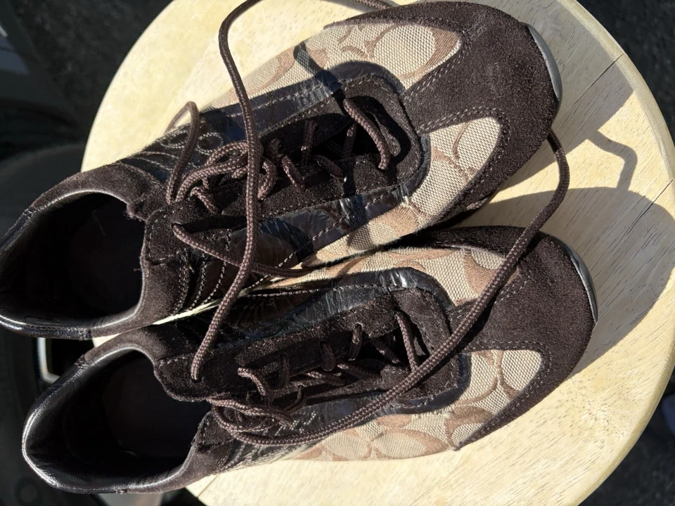 КРОССОВКИ женские Coach 7,5 на шнуровке лакированная кожа холщовые - Изображение 3 из 4