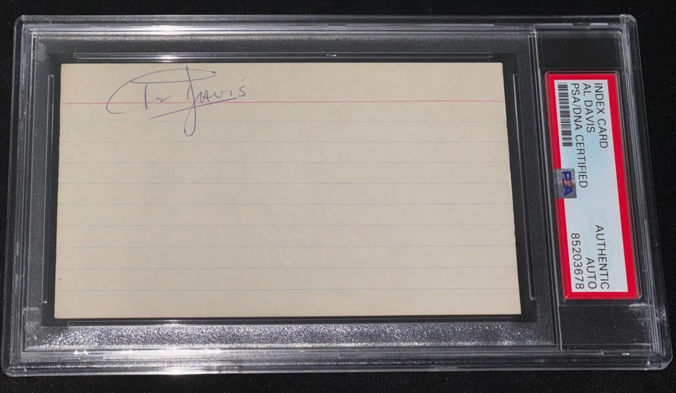 Al Davis "Raiders HOF Just Win Baby!" Signed Autographed 3x5 Index Card PSA Rare - Image 3 of 4