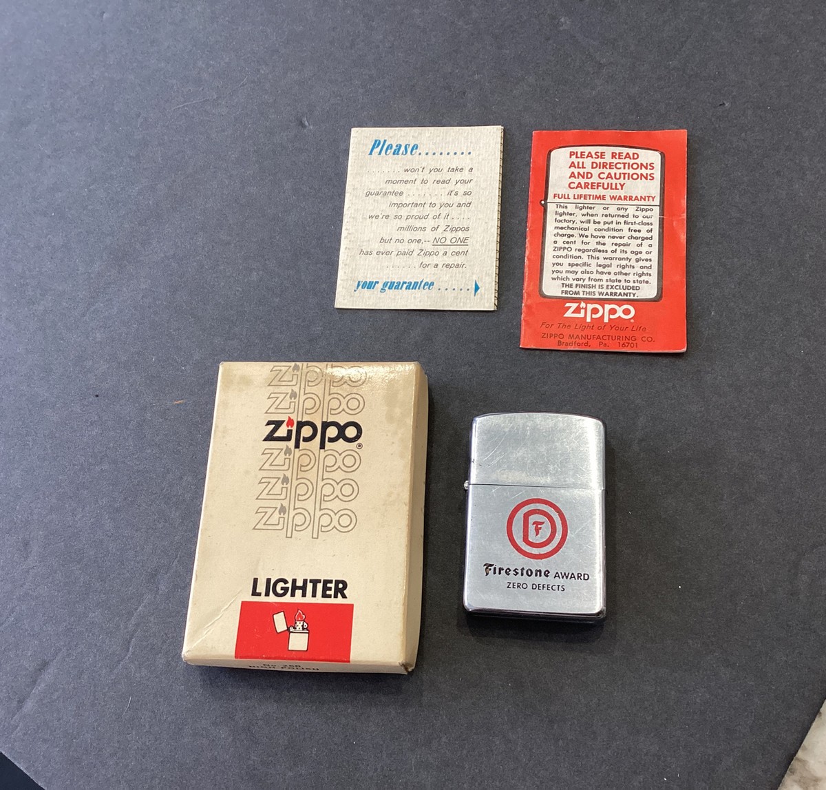 Vintage 1967 III II Zippo CIGARETTE Lighter FIRESTONE Award 0