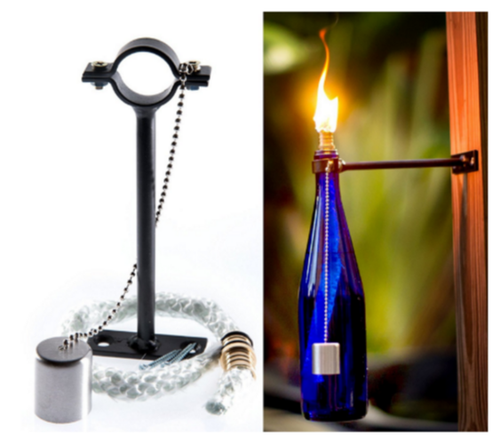 Outdoor Wine Bottle Bracket with fibreglass Wick brass Head For Kerosene & oil  - Picture 6 of 7