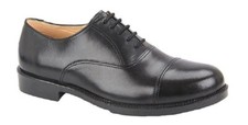 Grafters M490A Men's Black Leather Oxford Formal Uniform Dress Shoes UK 9 New