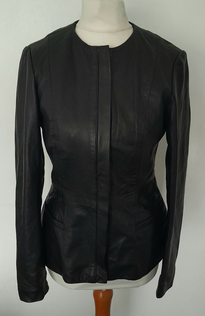 OASIS REAL LEATHER Jacket BLACK Soft Size XS
