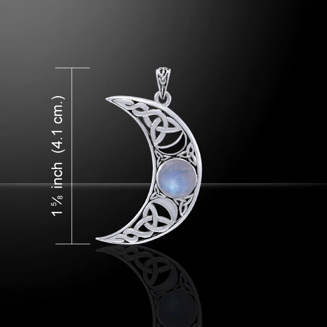 Celtic Large Crescent Moon Pendant 925 Sterling Silver Fine Celestial ...