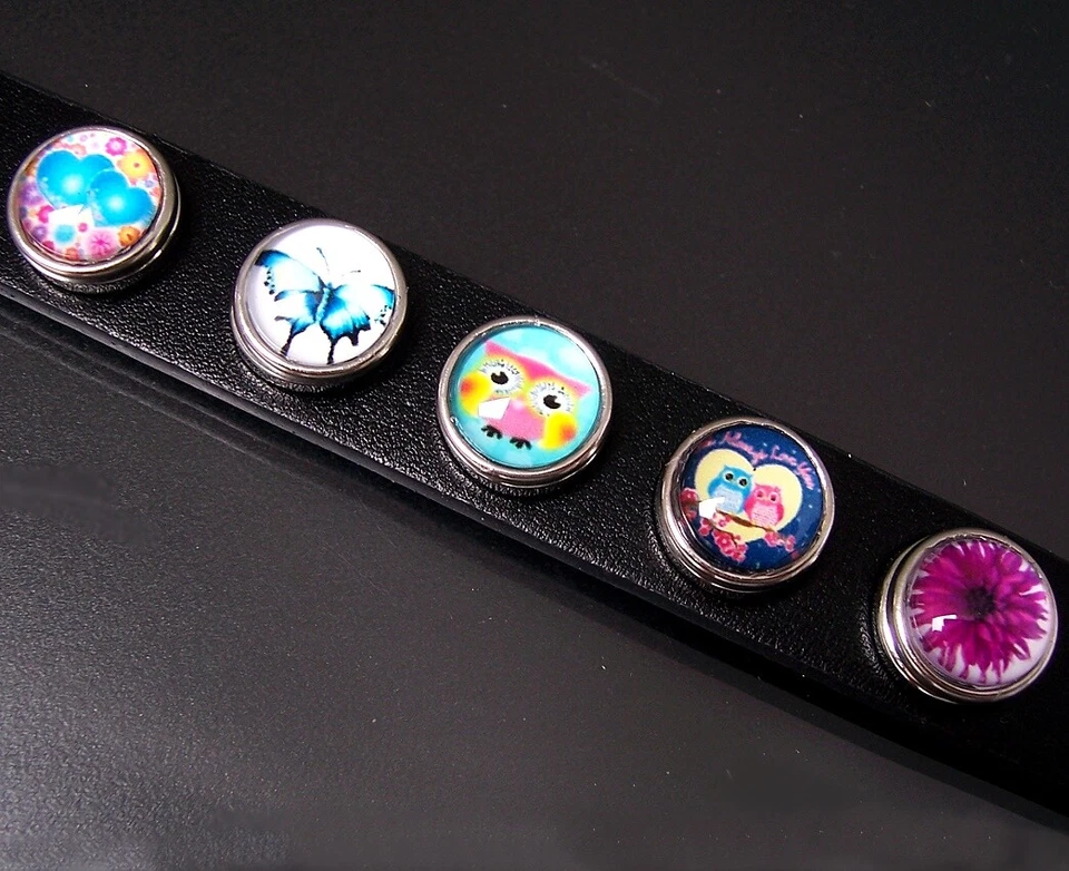 VA20# Knopfarmbänder LederLook Druckknöpfe Click Button Knopf Kinder Damen Mode - Bild 2 von 3