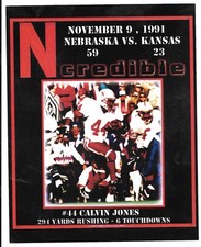 Calvin Jones Nebraska Huskers 8x10 Color Photo vs Kansas Jayhawks 1991 Game
