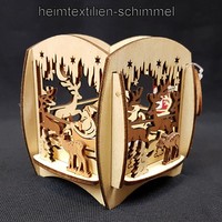 Teelichtkranz Windlicht Weihnachten Teelichthalter Winter Holzkranz Deko Holz