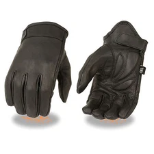 Men's MG7510 Shorter Wrist Leather Motorcycle Glove w/ Stretch Side & Gel Palm