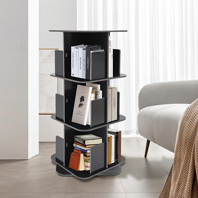 360?? Rotating Bookshelf 3 Tier Standing Bookcase Small Corner Bookcase