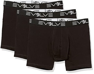 Evolve Herren Boxershorts Baumwolle Stretch 152 cm 3 Stück Retroshorts schwar...