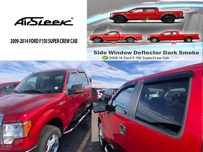 FOR 09-14 F150 SUPER CREW SMOKE TINT WINDOW VISOR/WIND DEFLECTOR VENT RAIN GUARD