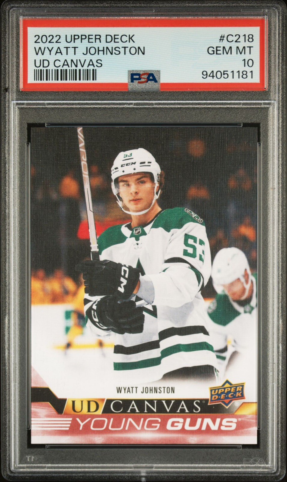 2022-23 Upper Deck Canvas Young Guns Wyatt Johnston Rookie #C218 Stars - PSA 10!