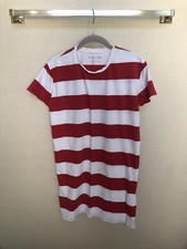 Everlane Women's 100% Cotton red white striped short sleeve t-shirt dress Small