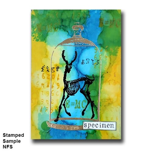 Wood Rubber Stamp, Antique Display Jar, Media,Collage, Art,Glass,Bell Jar,Bottle - Picture 10 of 15