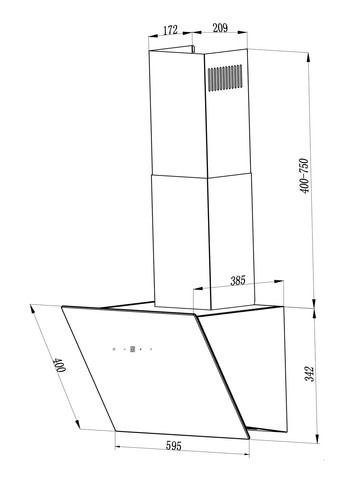 Dunstabzugshaube Schräghaube Kopffrei 60 cm Schwarz mit Filter Respekta - Bild 10 von 12