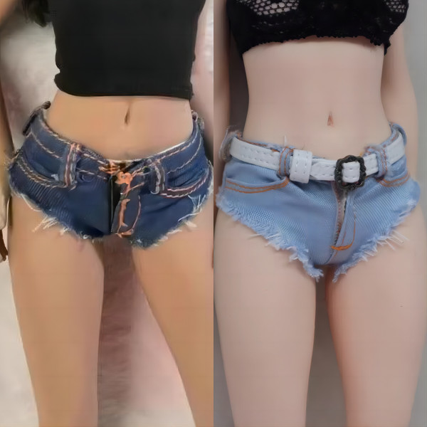 1:6 Mujer Azul Denim Hot Pants Shorts Disfraz F 12" Ph Figura de Acción Cuerpo