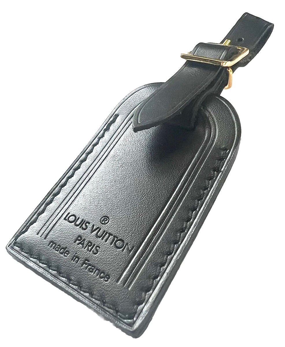 Louis Vuitton Black Luggage Tag Golden Buckle Small France