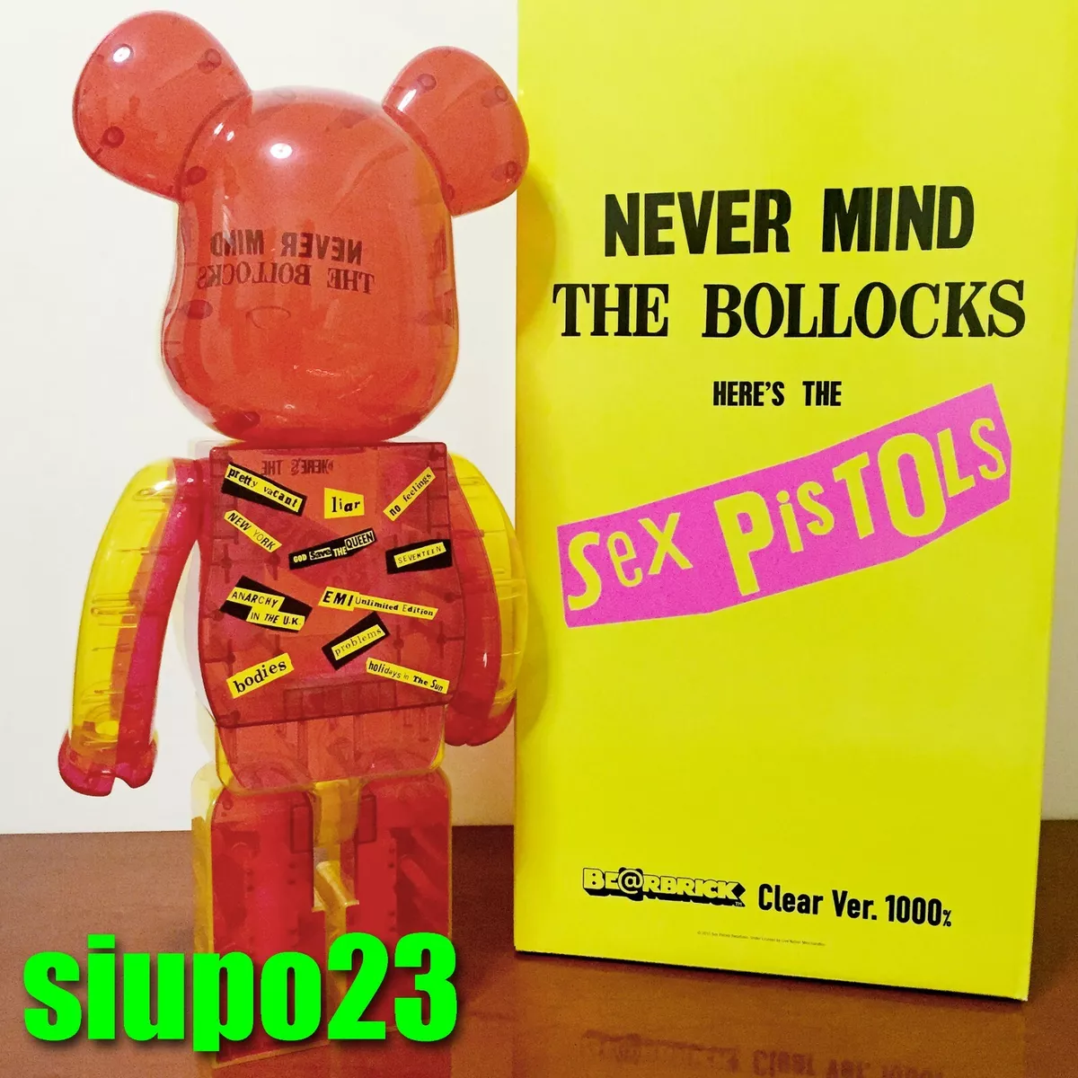 Medicom 1000% Bearbrick ~ Sex Pistols Be@rbrick Yellow & Pink Clear Ver