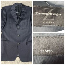 Ermenegildo Zegna Blazer Mens 42 Black Su Misura Trofeo Wool Jacket Vtg