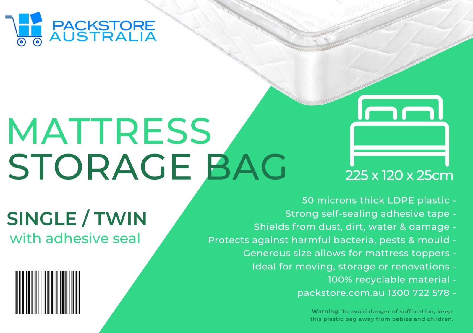 Heavy Duty Mattress Moving Cover Self Sealing Storage Bag King Queen