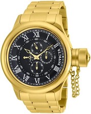 Invicta 17666 Russian Diver Analog Japanese Quartz Gold Black Dial Men's Watch