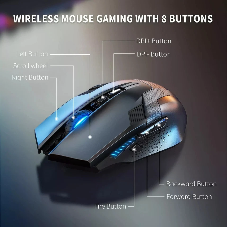 TECKNET GAMING MOUSE 2.4G WIRELESS CORDLESS MICE 4800 DPI OPTICAL PC / COMPUTER - Image 2 of 4