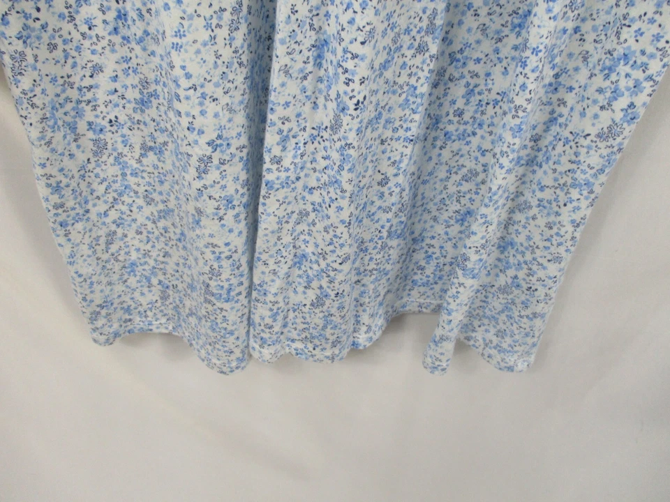 Camisón Aria Mujer Pequeño Azul Floral Botón Cuello en V Borde Manga Larga Algodón Foto 4 de 4