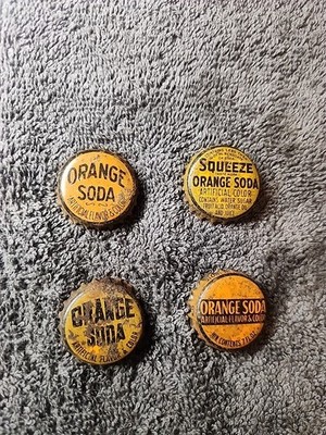 1930s/1940s Cork Lined Soda Crowns Orange Soda Lot Of 4 Different Styles