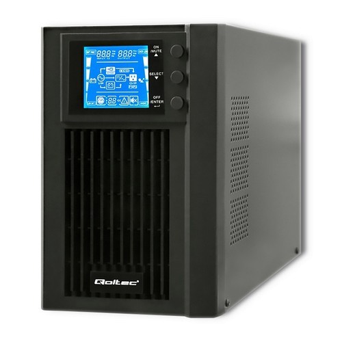 5901878530420 UPS On-line Pure Sine Wave 1kVA 800W LCD USB Qoltec - 第 1/10 張圖片
