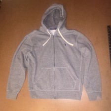 Polo Ralph Lauren Full Zip Hoodie Gray Knit Hooded Sweatshirt Size M