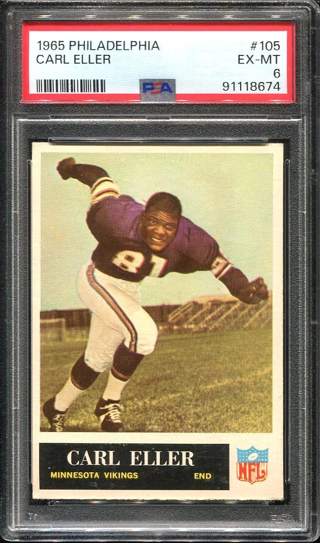 1965 Carl Eller Rookie Card Philadelphia #105 Minnesota Vikings PSA 6 EX-MT