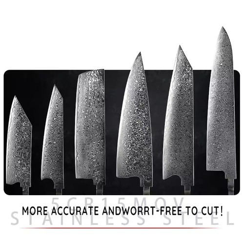 VG10 Damascus Steel Chef Knife Blank Blade DIY Home Hobby Kitchen Tools Material - 第 2/25 張圖片