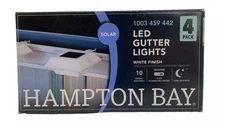 New Pack of 4 Hampton Bay Integrated LED White Outdoor Solar Roof Gutter Lights