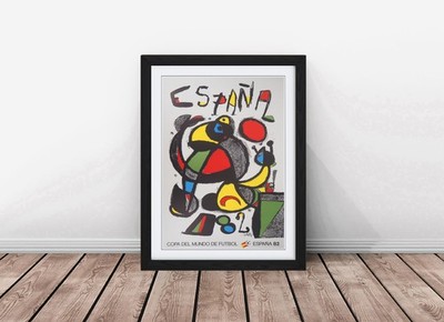 Spanien WM 1982 von Miro gerahmter Wandbilddruck Poster Bild, Wohndeko