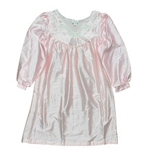 Vintage Barbizon Satin Lace Nightgown Embroidered Size M Pink Long Midi Romantic