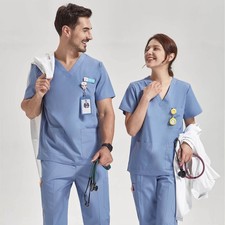 Ultra Light Medical Scrub Set Nurse Doctor Hospital Work Uniform Poplin Fabric