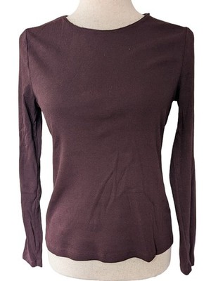 a new day Women's Deep Burgundy Ribbed Long Sleeve Top Medium