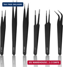 6pcs Precision Tweezers Set, ESD Tweezer Set, Stainless Steel  Storage Bag, Rub